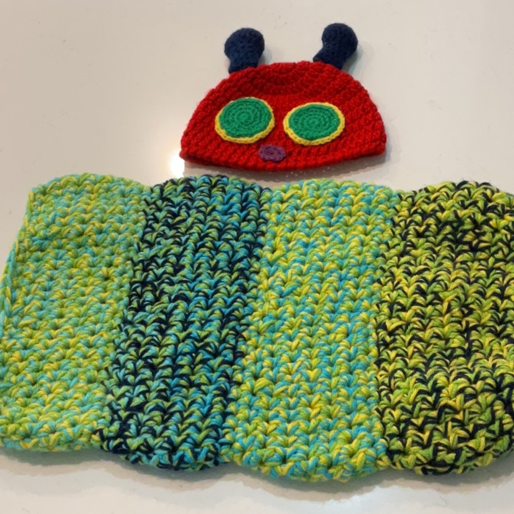 Handmade boutique “Hungry Hungry Caterpillar “ outfit for baby photos or costume